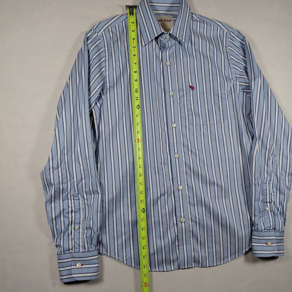 Ezra Fitch Abercrombie & Fitch Mens Large Blue Striped Long Sleeve Button Down - Picture 7 of 12